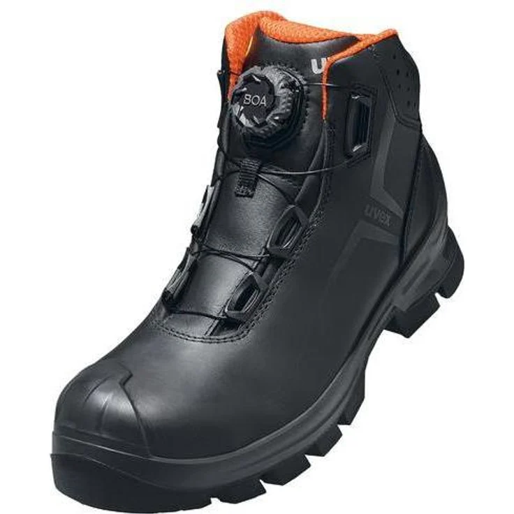 Uvex Safety 2 MACSOLE® Stiefel S3 65321, Sicherheitsschuhe mit optimaler Dämpfung, schwarz-orange, Weite 10, Größe 48