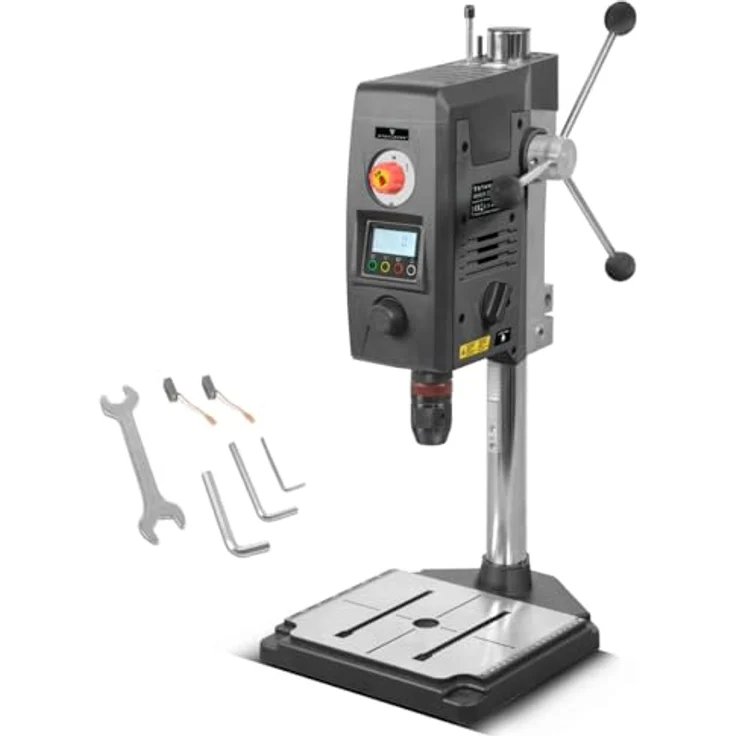 STAHLWERK Tischbohrmaschine mit Kreuzlinienlaser, 800 W Ständerbohrmaschine, digitale Drehzahlsteuerung 200 – 2.500 U/min, Schnellspannbohrfutter 1,5-13 mm, 90 mm Bohrhub, Digitaldisplay – Bild 1