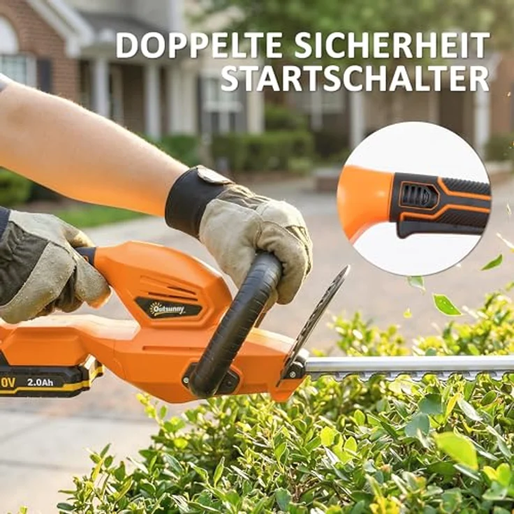 Outsunny Elektro Heckenschere, Akku Elektrischer Heckenschneider mit 100 W Motor, 51 cm doppelseitige Klinge, Orange, inkl. 2000-mAh-Akku und Ladegerät – Bild 8