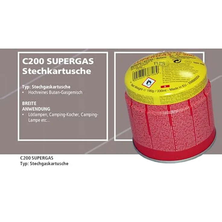 Rothenberger Industrial C200 Supergas-Brenngas-Kartusche, hochreines Butan-Gasgemisch, 330 ml - 1500000924 – Bild 2