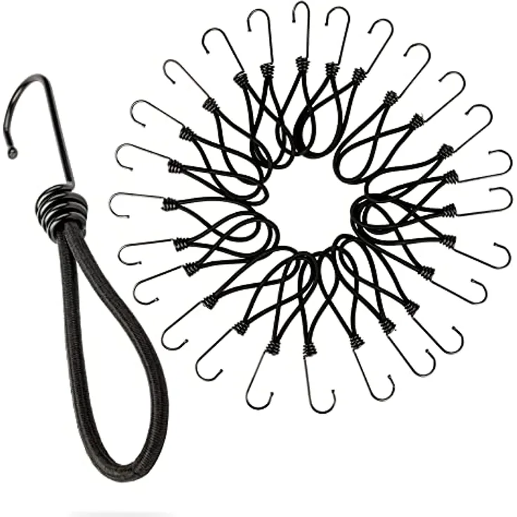 PRETEX Spanngummi mit Haken - Set mit 25 Stück x 18cm Expander mit Öse - Hochbelastbare Gummispanner für Camping und Anhänger - Latex und Stahl, wetterfest