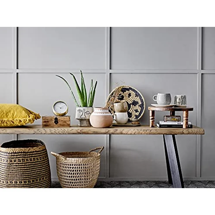 Bloomingville Blumentopf auf Fuß, grau, Keramik, Ø 15 cm, handgefertigtes Design im bohemischen Stil – Bild 2