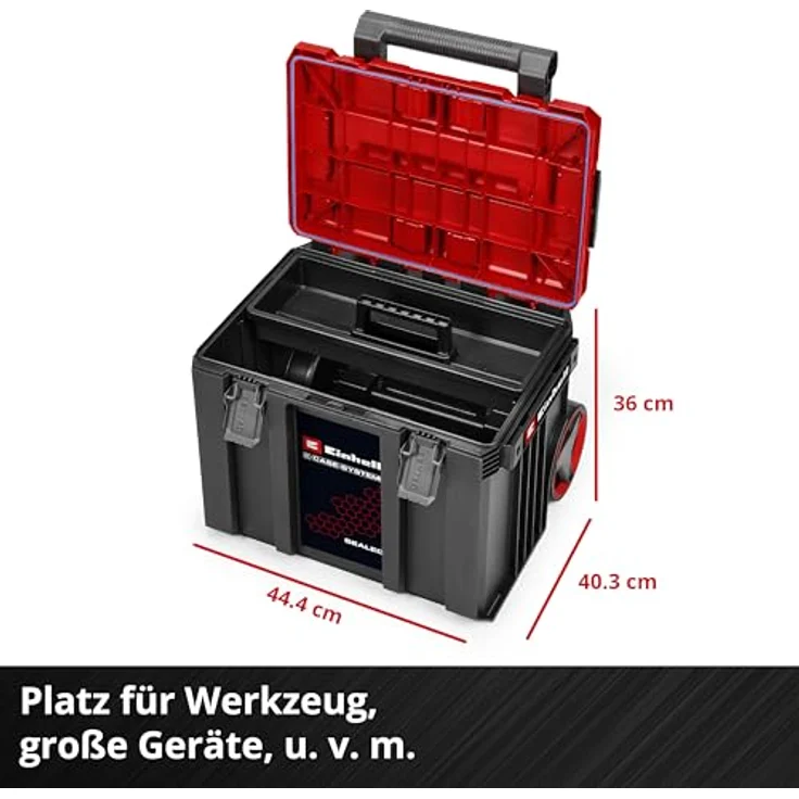 Einhell E-Case Rolling Workshop SEALED, mobile Werkstatt aus 3 Koffern, max. 120 kg, staubdicht und strahlwassergeschützt, 44 x 40 x 70 cm, inkl. Seitenschienen – Bild 4