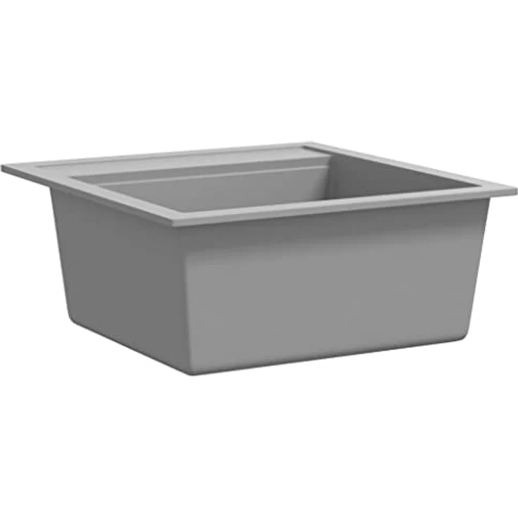 vidaXL Granitspüle Einzelbecken Grau, Küchenspüle mit extra tiefem Becken und hitzebeständigem Design – Bild 3