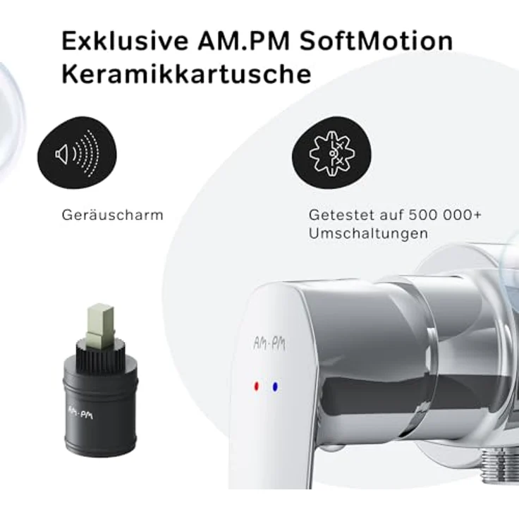 AM.PM GEM FGA20000 Duscharmatur mit Einhebelmischer | SoftMotion Keramikkartusche, Neoperl Aerator | kratzfest, leicht zu reinigen, langlebig, stabil | Chrom | 5 Jahre Garantie – Bild 3