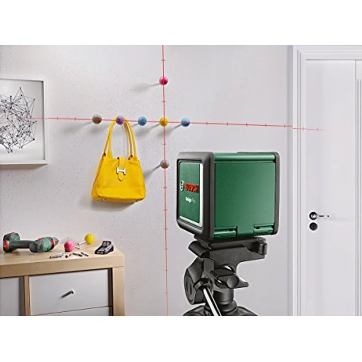 Bosch Kreuzlinienlaser Quigo Plus (mit Stativ, Reichweite 7m, im Karton, Rot Laser mit Stativ ) – Bild 3