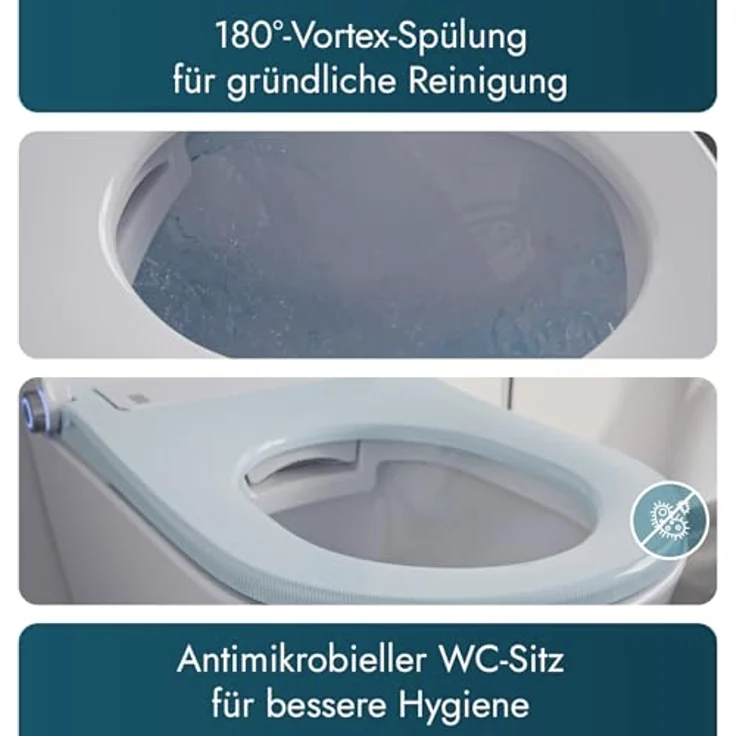 Bernstein Dusch-WC PREMIUM 1102, Dusch-WC mit Sitzheizung, Entkalkungsfunktion, LED-Nachtlicht, Weiß, 2 Benutzerprofile – Bild 5