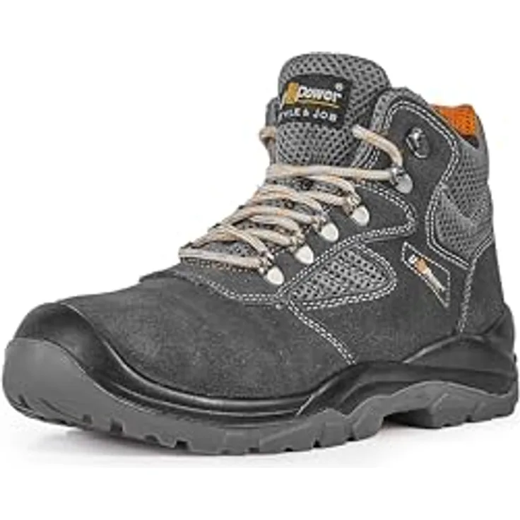 U-Power Sicherheitsstiefel STYLE & BOB REAL S1P FO SR, Veloursleder, rutschhemmende PU/PU-Sohle, Größe 42, grau