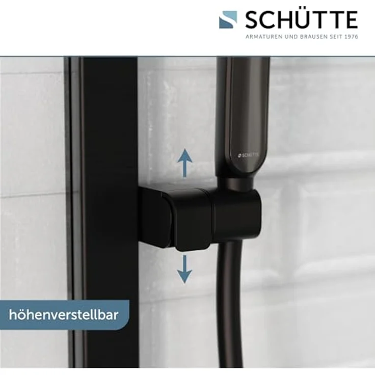 Schütte Stangenbrause-Set KARIBIK, 78,5 cm, 3 Strahlarten, höhenverstellbar, Antikalk-Beschichtung, wassersparend, schwarz matt – Bild 4