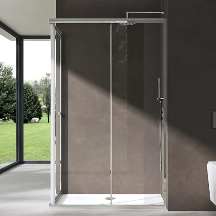 doporro Duschkabine Ravenna16L K, Schiebetür Duschabtrennung 80x120cm, Klarglas, ESG Glas, Höhe 190cm, Eloxierte Aluminiumprofile, NANO-Beschichtung – Bild 2