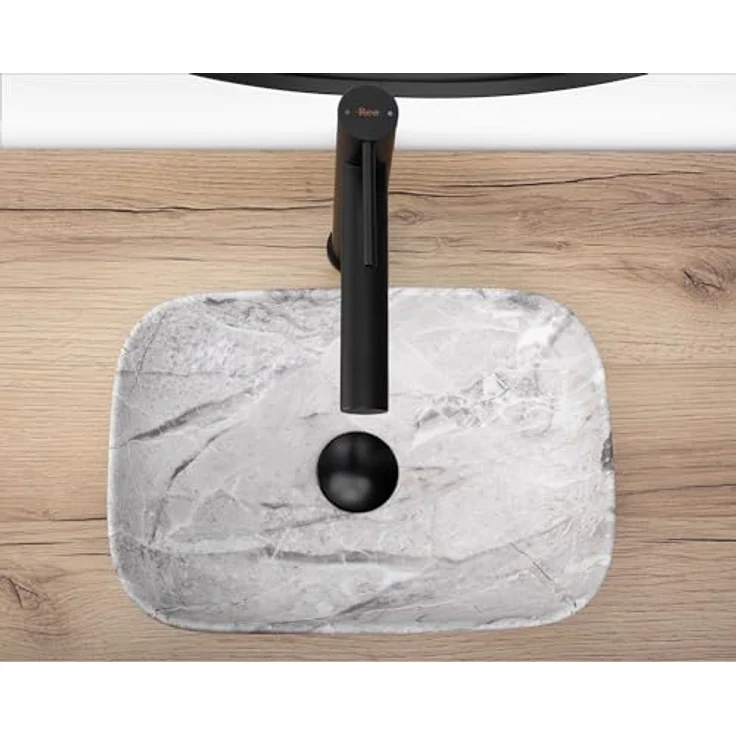 Rea Aufsatzwaschbecken Belinda mini stone matt Keramik Waschtisch 25,5 x 37 x 11,5 cm (Steinimitation) – Bild 5