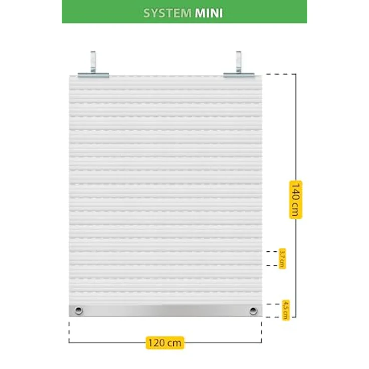 Schellenberg 20094 Rolladenpanzer Set PVC Mini, geeignet für 40 mm Stahlrohrwellen, 120 x 140 cm, weiß, kürzbar, inkl. Aufhängungen, Alu-Endleiste, Anschlagstopfen – Bild 4
