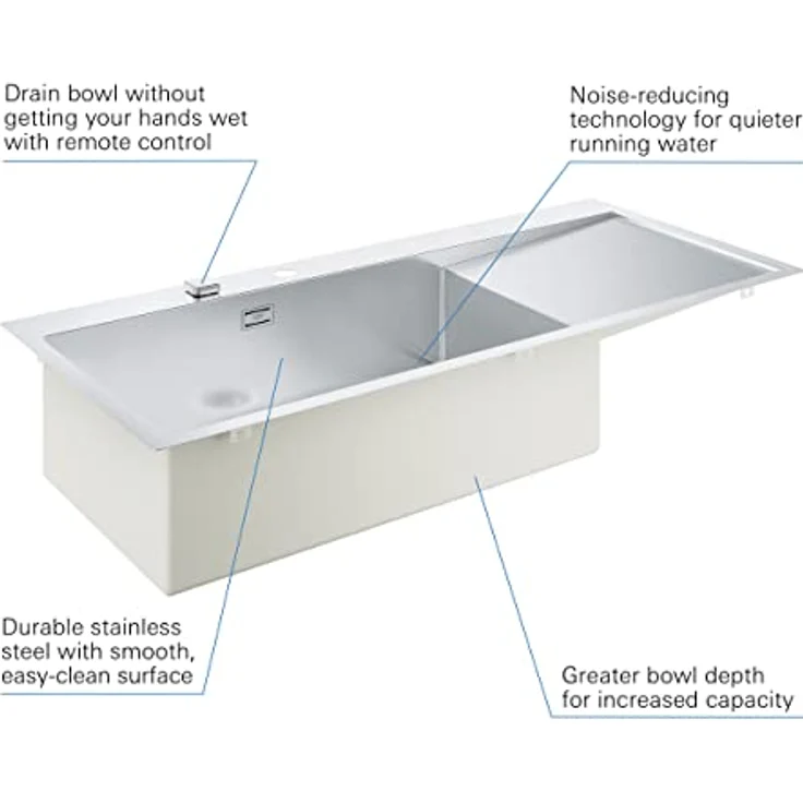 GROHE K1000 | Edelstahlküchenspüle mit Abtropffläche - links einbaubar, 80 cm | edelstahl | 31581SD1 – Bild 2
