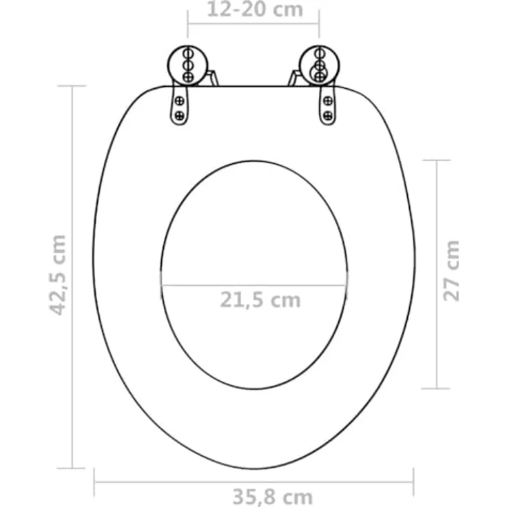 vidaXL Toilettensitz MDF Deckel, Universell einstellbar 12-20 cm, Schlichtes Design, Weiß – Bild 2