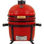 BBQ-Toro Kamado Grill Shiro Ø 39 cm mit Thermometer, Holzgriffe | Rot | Mini Holzkohlegrill, Ceramic Grill, Keramikgrill, Grill Ei, Grill Rund Holzkohle, Kamado BBQ