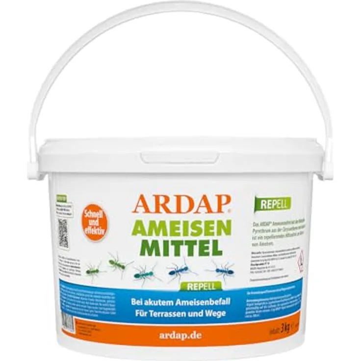 ARDAP Repell Ameisenmittel 3kg - Ameisenpulver zur Abwehr von Ameisen und Ameisennestern - Draußen wirksam bei akutem Befall