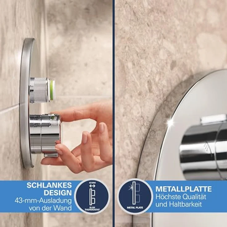 Grohe Precision Smartcontrol Duschsystem, Unterputz Thermostat mit 3 Absperrventilen und Vitalio Kopfbrause-Set, chrom – Bild 7