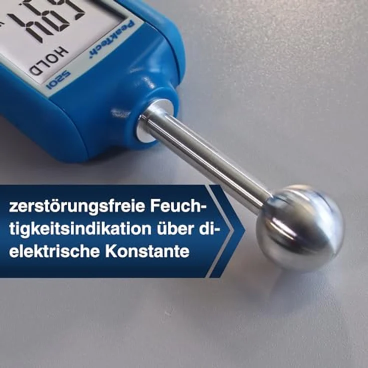 PeakTech 5201 - Feuchteindikator, Materialfeuchtemessgerät, Feuchtemesser, Baufeuchtemessgerät, Feuchtigkeitsmessgerät Holz, Wand, Putz, Gips, Mauerwerk, Feuchtigkeits Detector - Messtiefe: 20 - 40 mm – Bild 5
