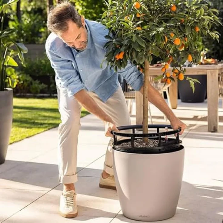 Lechuza® Pflanzkübel Classico Color LS 21, weiß, Komplettset mit wechselbarem Pflanzeinsatz und Bewässerungssystem – Bild 7