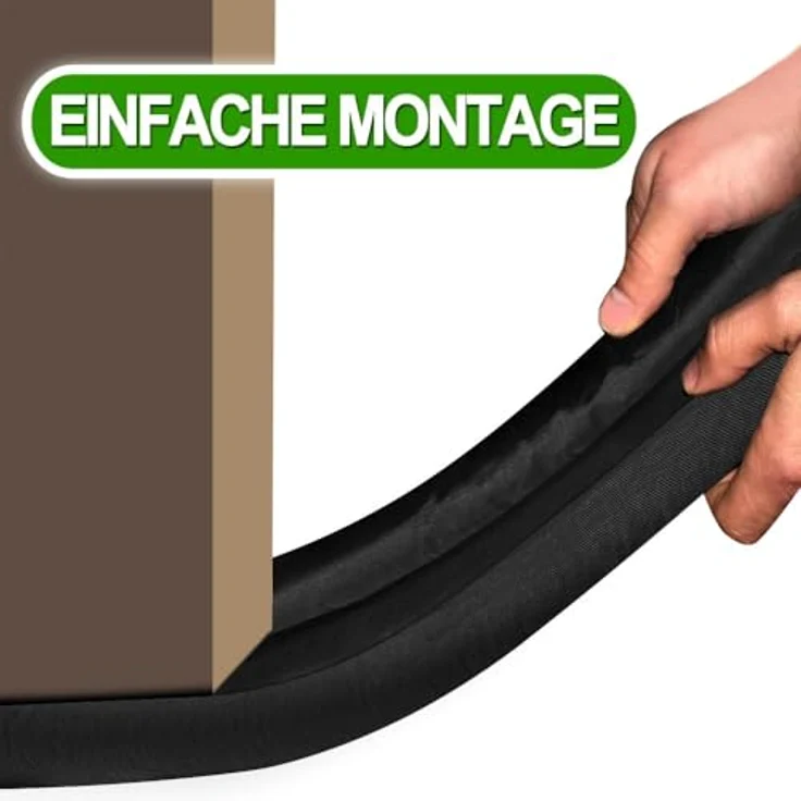 Deuba 3x Zugluftstopper 95 cm Zuschneidbar Waschbar Türdichtung Energiesparend Lärmschutz Wärmeisoliert Haustüre Schwarz – Bild 3