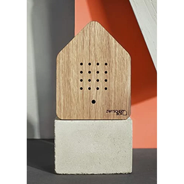 Zwitscherbox Holz, Eiche-Weiß, 11 x 12 x 3 cm – Bild 5