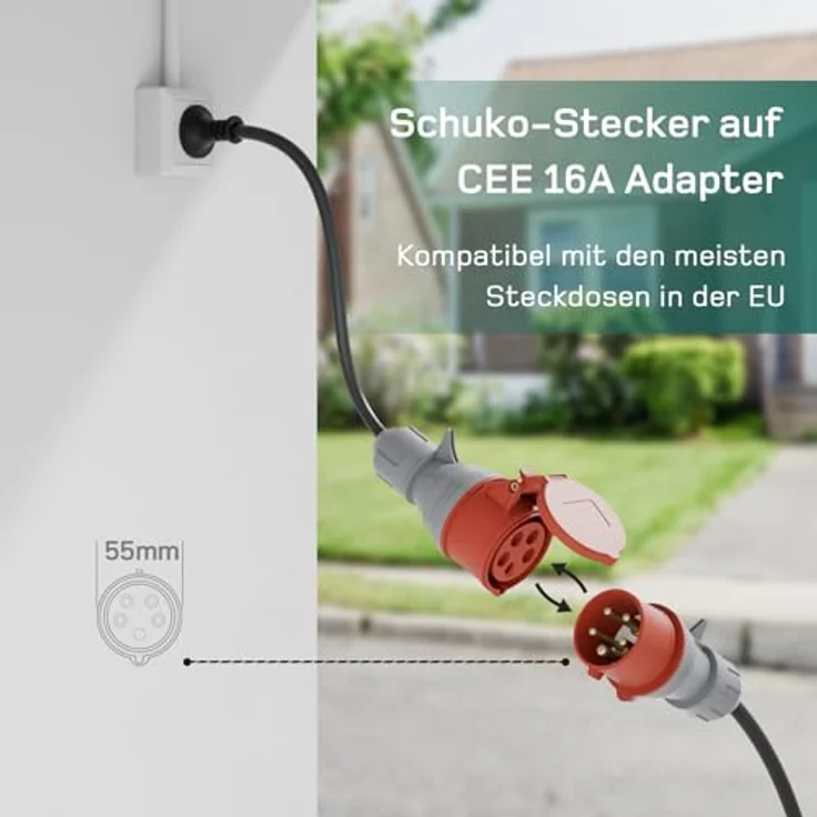 dé 11kW Portable Charger, tragbares EV-Ladegerät mit 7m Type 2 Kabel, App-Steuerung und einstellbarem Strom – Bild 6