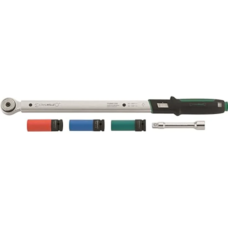 STAHLWILLE 750NR/200/3/1 | Auto Reifenwechsel-Set 5-tlg. mit 1/2" Drehmomentschlüssel 40-200 N·m | Steckschlüssel 17; 19; 21 mm + Verlängerung | Made in Germany, mattes Spezialfinish – Bild 2
