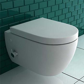 WC Compact Avec Bidet Intégré Et Abattant - Blanc Chrome - Creavit 60x35x39 Cm