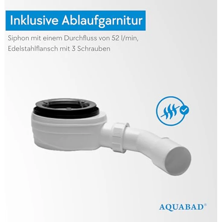 AQUABAD® Duschwanne Komplettset Finca LeakProtect® Smooth White, Rechteck 80x100cm mit Ablaufgarnitur – Bild 7