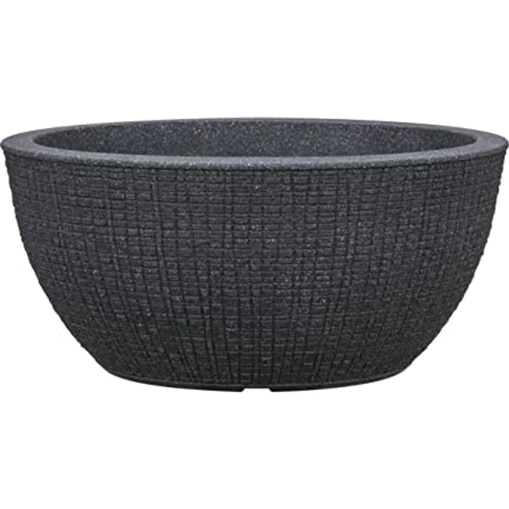 Scheurich Barceo Bowl 40, Pflanzschale/Blumentopf/Pflanzenschale, rund, Farbe: Stony Black, hergestellt mit recyceltem Kunststoff, 10 Jahre Garantie, für den Außenbereich