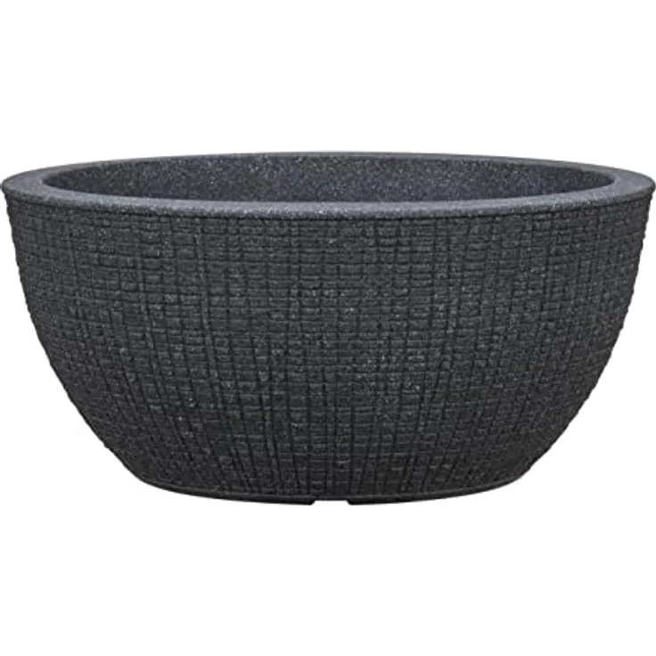 Scheurich Barceo Bowl 40, Pflanzschale/Blumentopf/Pflanzenschale, rund, Farbe: Stony Black, hergestellt mit recyceltem Kunststoff, 10 Jahre Garantie, für den Außenbereich – Bild 1