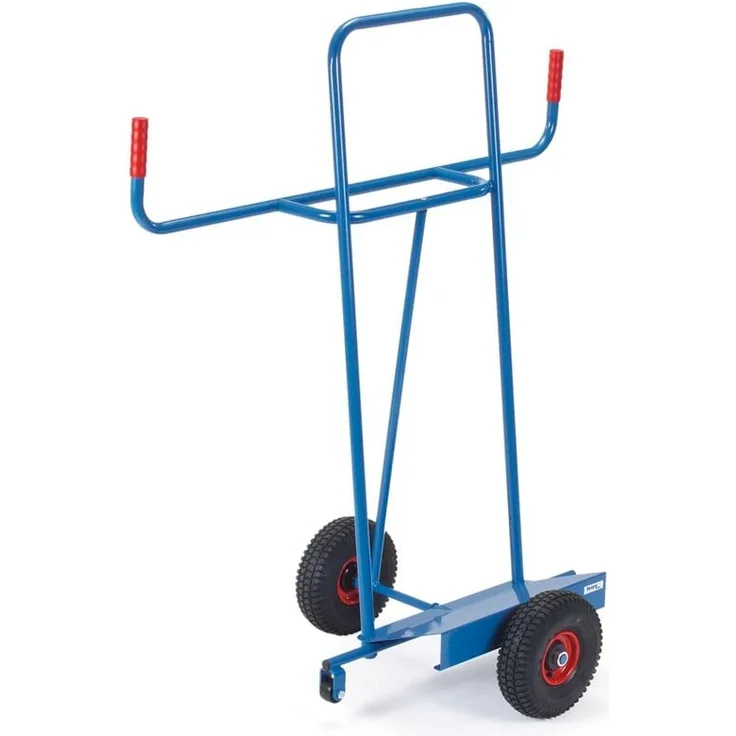 Fetra Plattenkarre 1076, bis 400 kg, für Längstransport von großflächigen Platten, pulverbeschichtet blau RAL 5007, mit Vollgummi- oder Luft-Bereifung