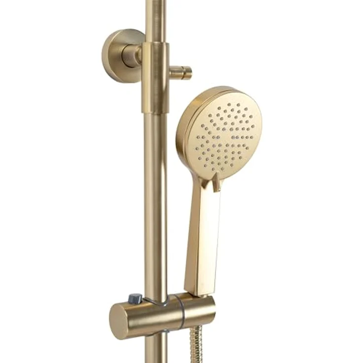 wohnwerk.idee Duschsystem Dusche Regendusche Duschgarnitur mit Thermostat Parot Matt Gold, 2 Strahlart(en) - Preisvergleich – Bild 6
