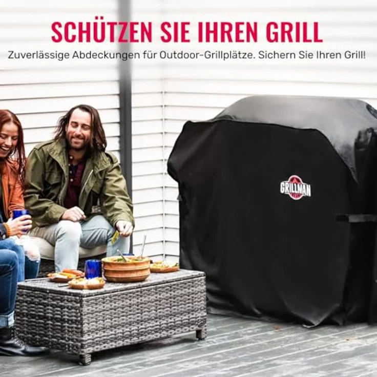Grillman Grillabdeckung, für Brinkmann, Char Broil, Holland and Jenn Air, schwarz, 147 x 61 x 122 cm – Bild 2