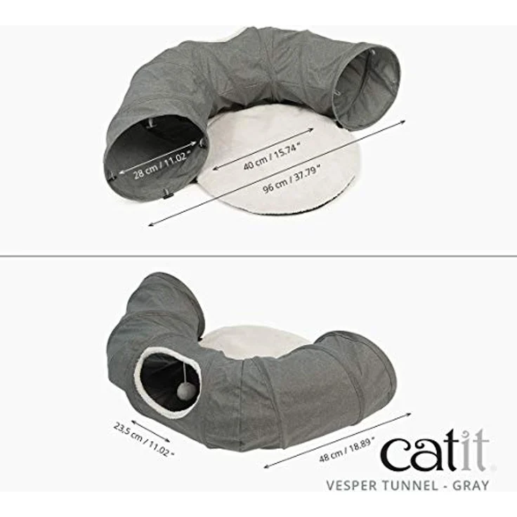 Catit 41996 Vesper Tunnel, für Katzen, mit Schlafkissen, grau , – Bild 5