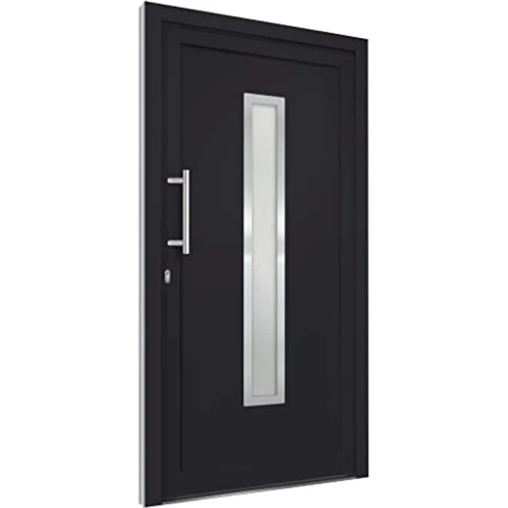 vidaXL Haustür Anthrazit, Eingangstür mit Handgriff-Set, 3 Schlüssel, 108x200 cm, Isolierverglasung, Aluminiumrahmen – Bild 4