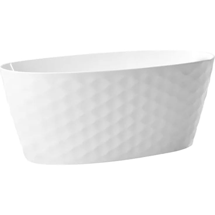 Beliani Badewanne Chubut, freistehend aus strapazierfähigem Acryl, 230 l, 150 cm, modernes weißes Finish mit Diamantmuster – Bild 7