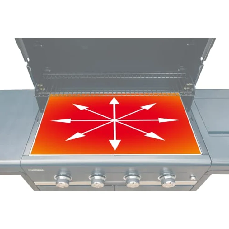 Campingaz Select 4 L Gasgrill, BBQ mit 4-Brennern aus Edelstahl, Deckel mit Thermometer; mit InstaClean Reinigungssystem, Fettauffangschale & 2 abklappbaren Seitenablagen, 12 kW Leistung – Bild 5