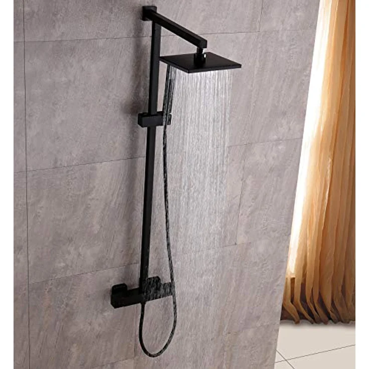 Bernstein Duschsystem 8921B Basic in Schwarz mit optionalem eckigem Edelstahl-Duschkopf - Preisvergleich – Bild 2