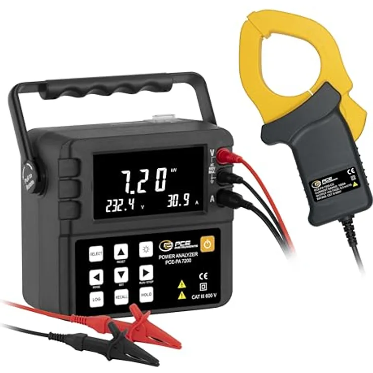 PCE Instruments PCE-PA 7200 Multimeter bis 9999 kW / interner Speicher für 2000 Werte / Hold-Funktion / Software für Datenübertragung an PC / Alarm / Anzeige von Mindest- und Maximalwerten