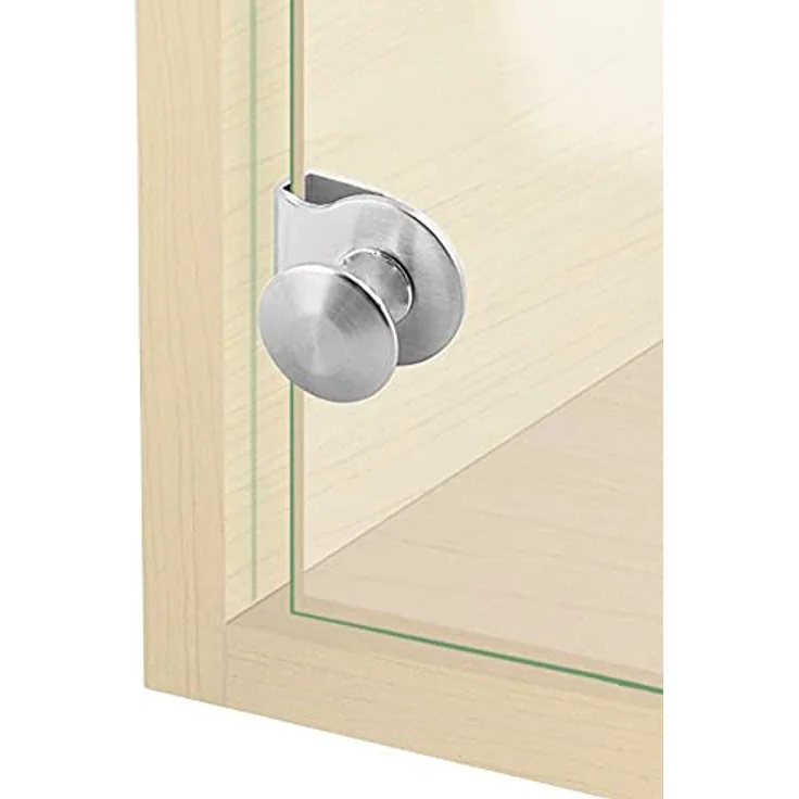Bayli Glastürgriff l Vitrinengriff Ø 28 mm | Befestigung ohne Bohren für 5-8mm Glasstärke | Silberfarben – Bild 2