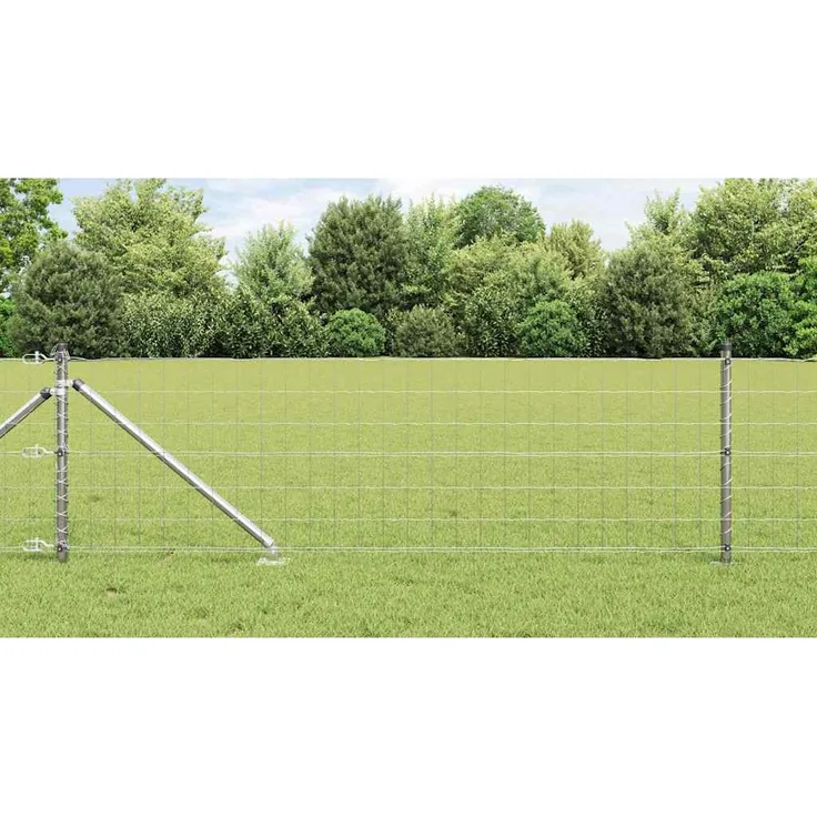 Prolenta Maison Exclusive Euro-Zaun mit Stacheln, 10 x 0,4 m, Verzinkter Stahl, Silber, Wetterfest, Rost- und Korrosionsbeständig, Netzstruktur