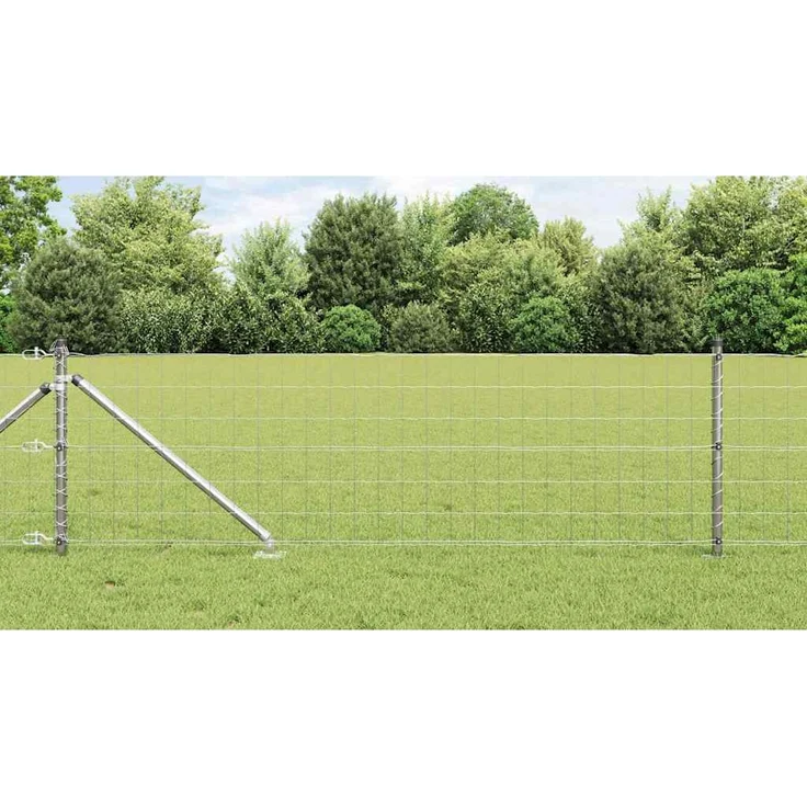 Prolenta Maison Exclusive Euro-Zaun mit Stacheln, 10 x 0,4 m, Verzinkter Stahl, Silber, Wetterfest, Rost- und Korrosionsbeständig, Netzstruktur