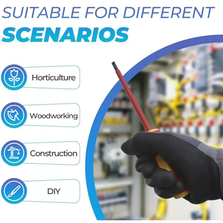 Mustbau Arbeitshandschuhe Schwarz, Nitril beschichtete Handschuhe mit Touchscreen-Funktion für Montage, Mechanik und Gartenarbeit, Gr. M, 6 Paare – Bild 4