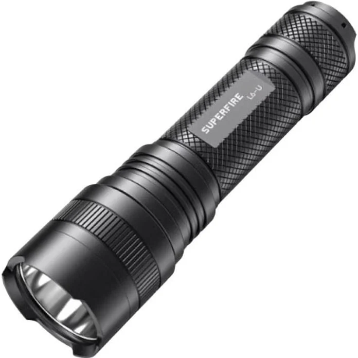 Superfire Taschenlampe L6-U, 1480lm, USB-C, IP44 wasserdicht, 330m Reichweite – Bild 1