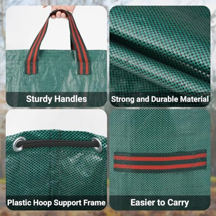 Velway Gartensack 200L+300L, stabiler Gartenabfallsack mit 4 Griffen, robust und wasserdicht, wiederverwendbar und faltbar für Grünschnitt, Laub und Gartenabfälle – Bild 3