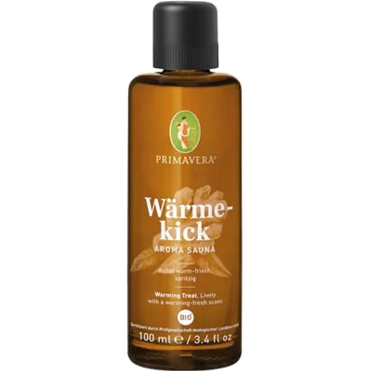 Primavera Aroma Sauna Wärmekick Bio Saunaaufguss, aktivierender Ingwer-Orangen-Duft für wohltuende Entspannung – Bild 1