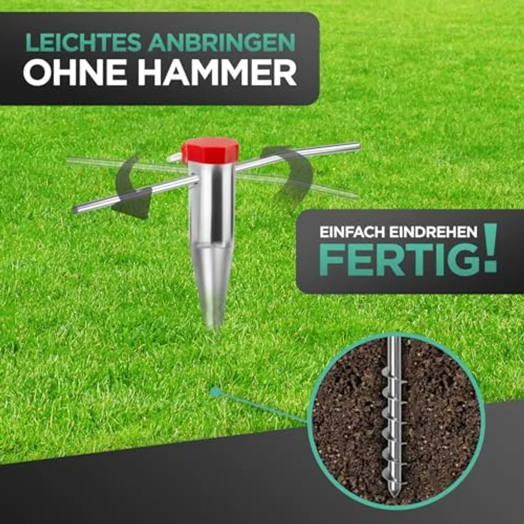 dszapaci Bodenhülse für Wäschespinne, 57 cm Erdspieß für Sonnenschirm und Fahnenmast, geeignet für Rohrdurchmesser 25-55 mm, feuerverzinktes Metall – Bild 4