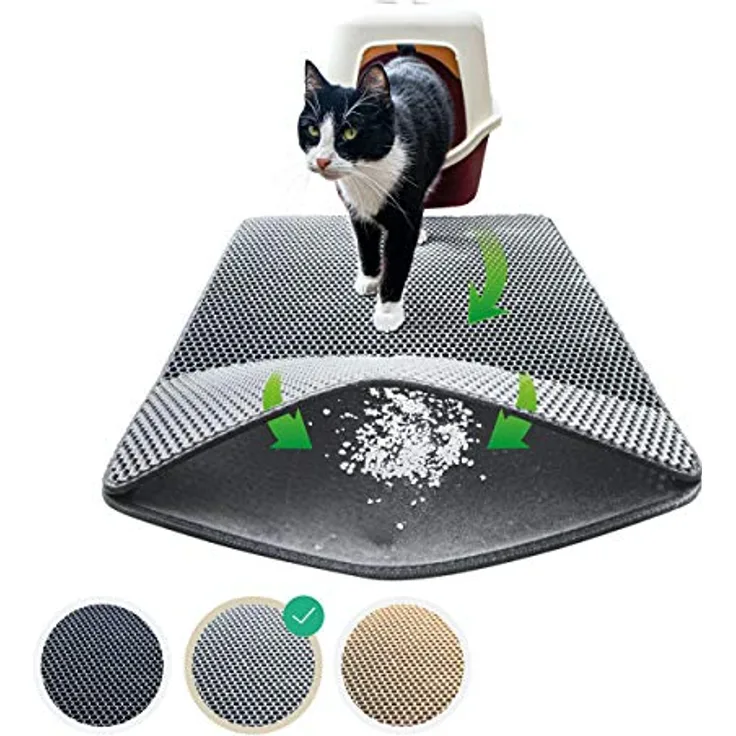 Fellou Katzenklo Matte 75x58 cm | XXL Matte Katzentoilette | perfekte Katzenstreu Matte für die saubere Wohnung | Katzenmatte Katzenklo