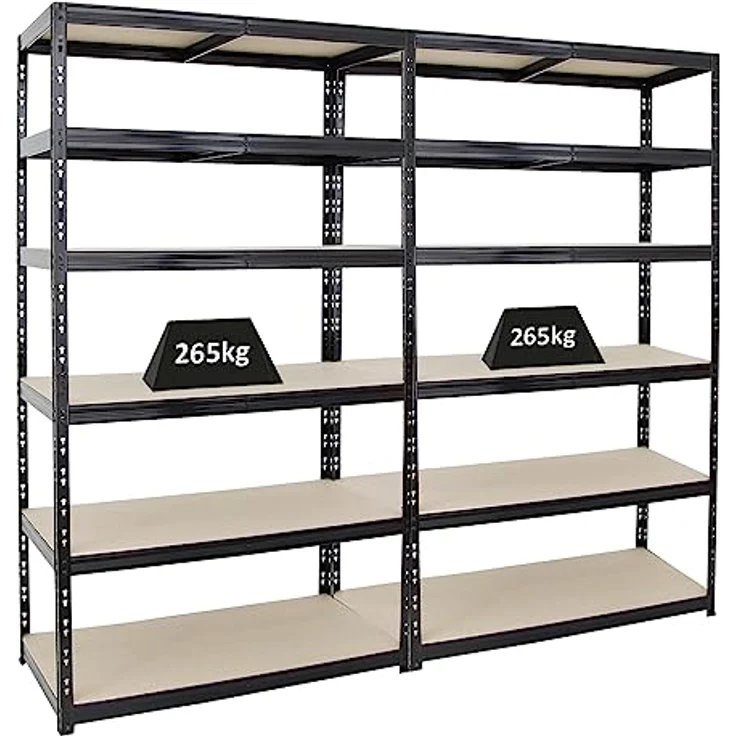 Proregal Schwerlastregal Mega Deal Giant Tiger XL, 220 x 120 x 60 cm, 6 Böden, Traglast 265 kg, Schwarz – Bild 1